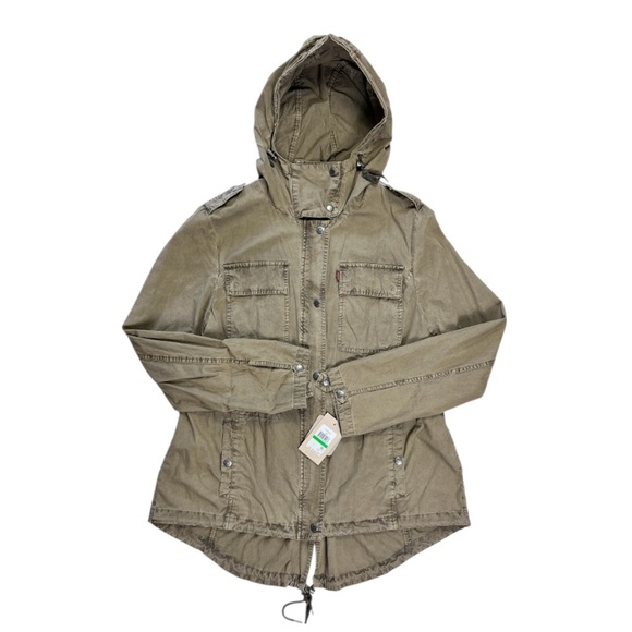 NWT Levi’s Khaki Green Utility Hooded Jacket Size L - Picture 10 of 13